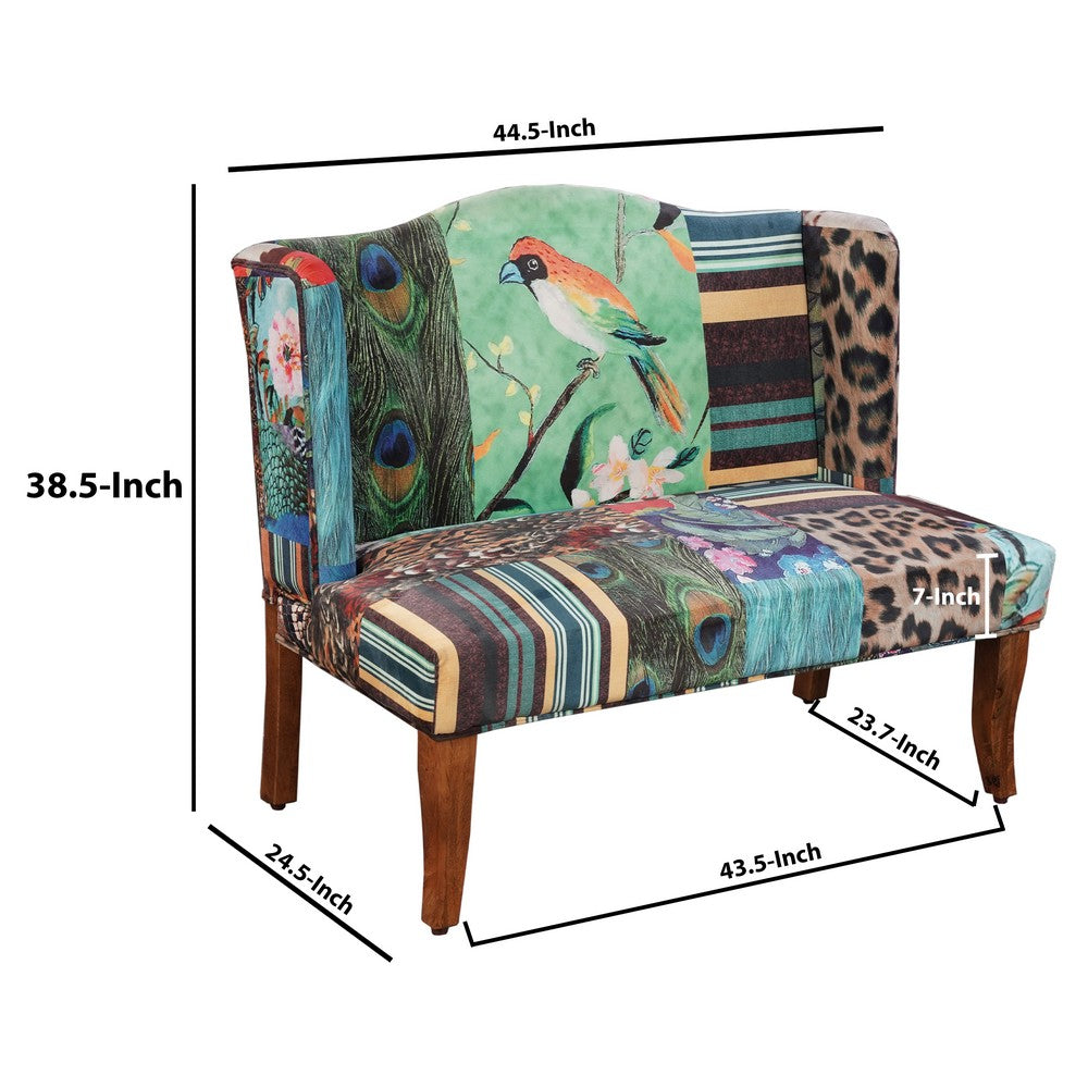 Vesta Bird Collage Print Settee, Multicolor - BM154764 - Image 5