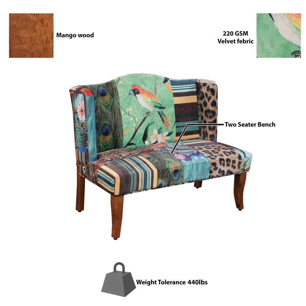 Vesta Bird Collage Print Settee, Multicolor - BM154764 - Image 4