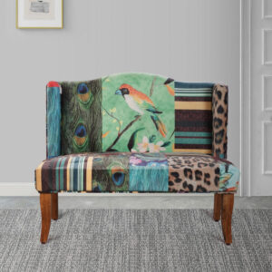 Vesta Bird Collage Print Settee, Multicolor - BM154764