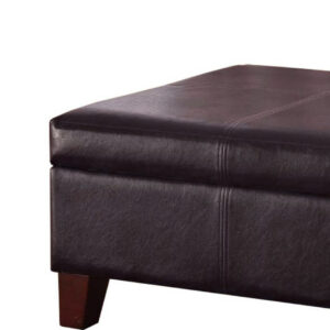 Alternative view of Leatherette Upholstered Wooden Ottoman With Hinged Storage, Brown, Large - BM195755