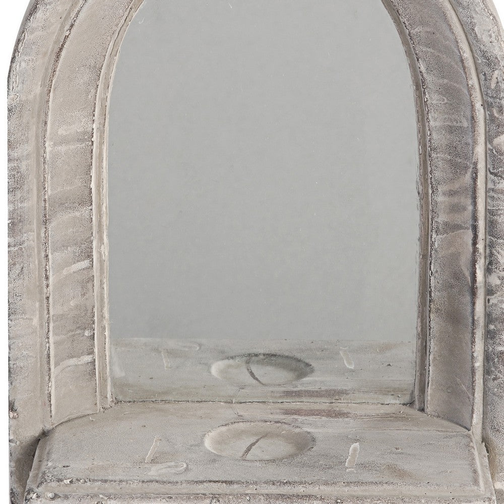 Cement Protected Decorative Wall Mirror, Washed White - BM200637 - Image 3