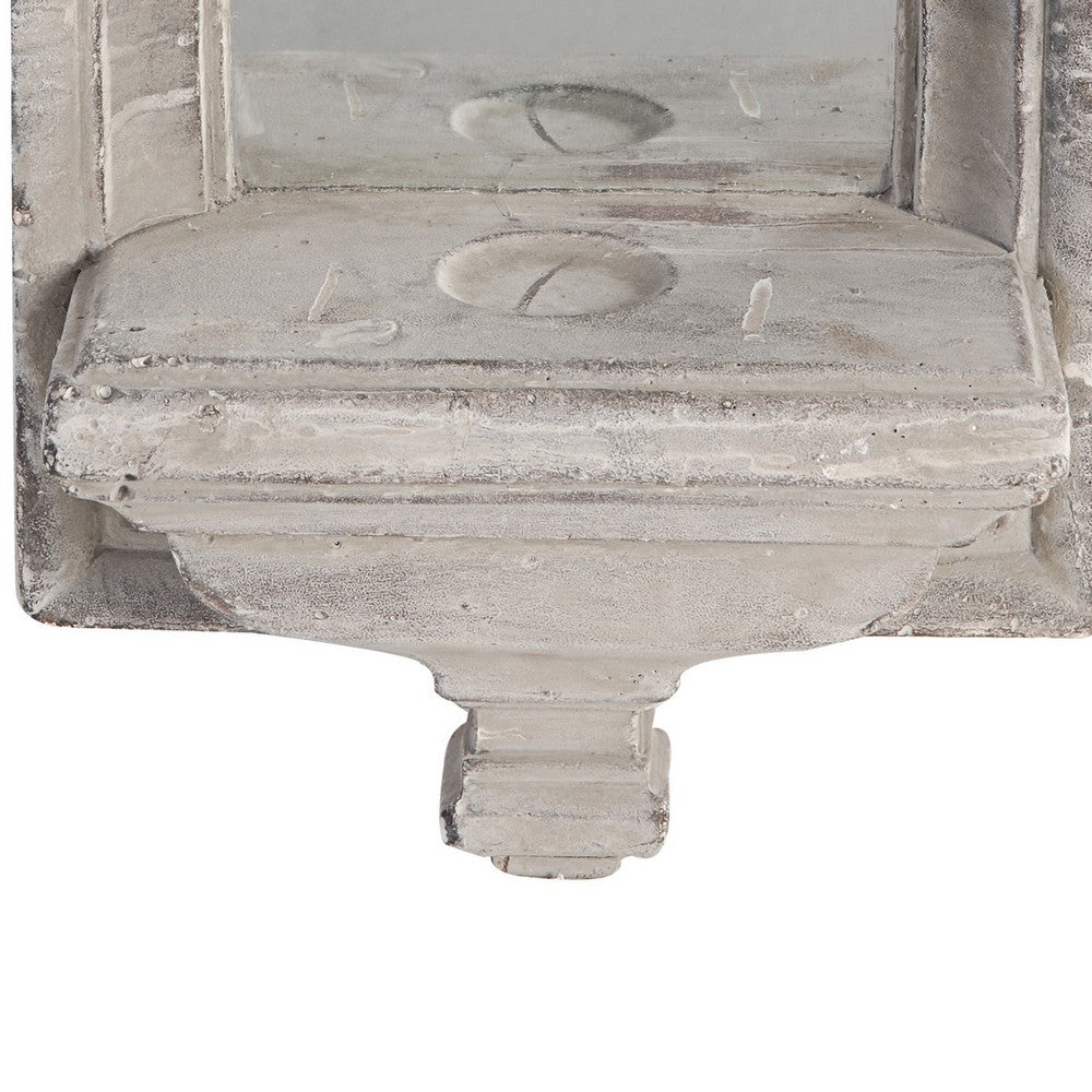 Cement Protected Decorative Wall Mirror, Washed White - BM200637 - Image 4