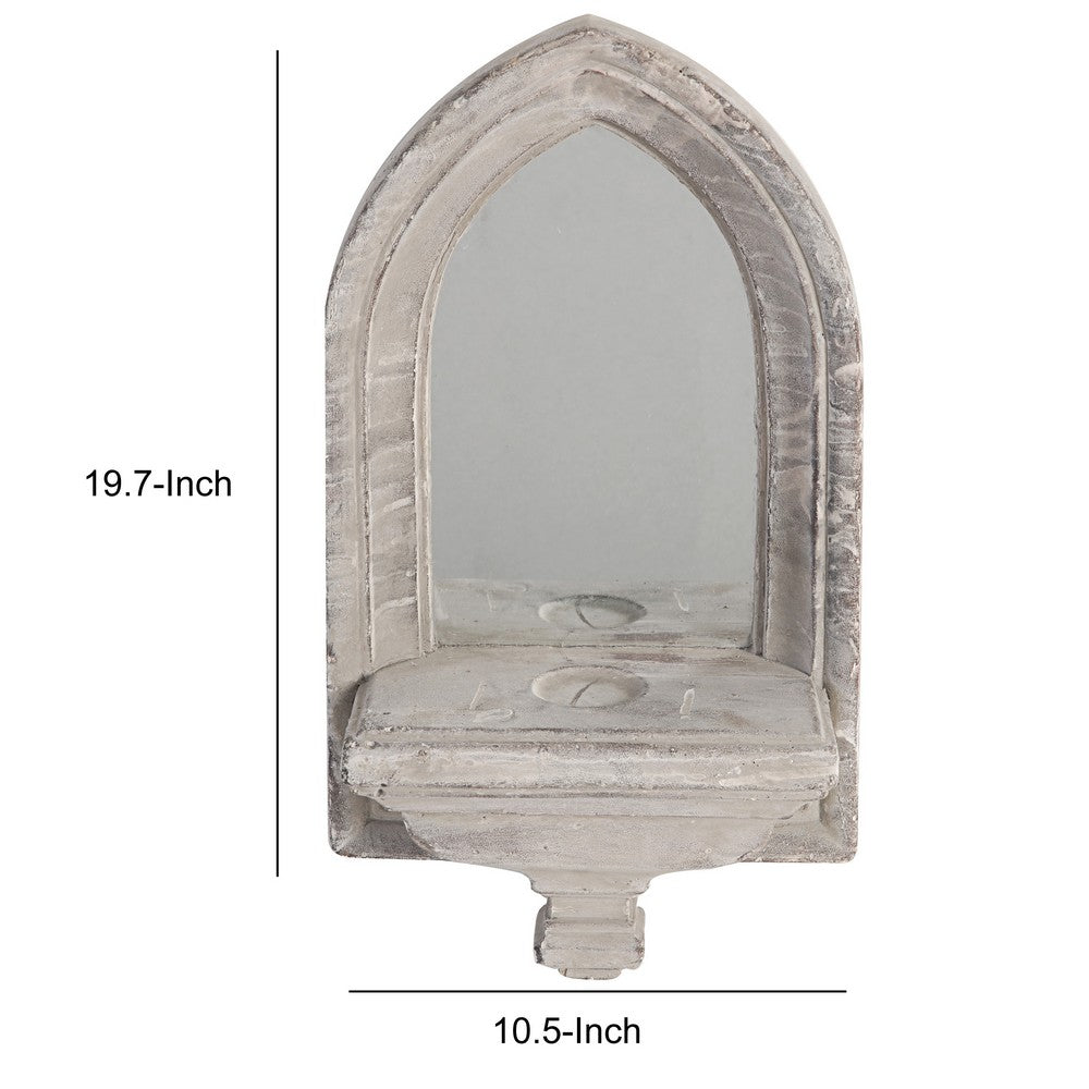 Cement Protected Decorative Wall Mirror, Washed White - BM200637 - Image 5