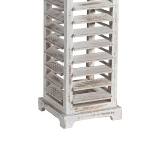 Alternative view of Wood and Metal Lanterns with Louvered Design, White, Set of 2 - BM200913
