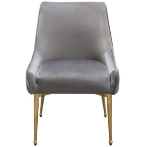 Alternative view of 24 Inch Pleated Dining Side Chair, Set of 2, Smooth Gray Velvet Upholstery - BM303177