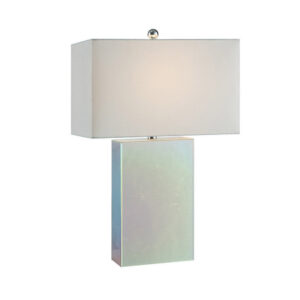 Alternative view of 26 Inch Table Lamp, Rectangular Stand, Set of 2, Glass, Multitone White - BM308950