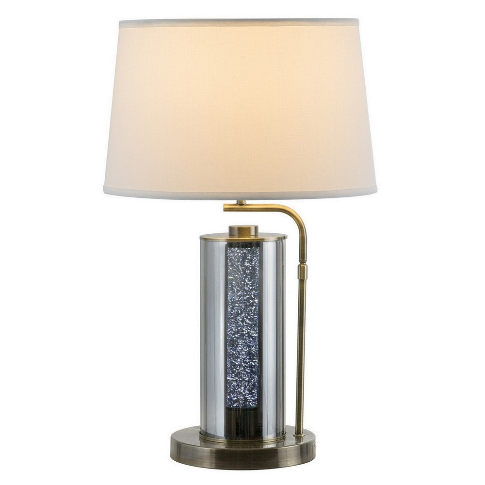 29 Inch Table Lamp with LED Night Light Stand, Glass, Antique Brass - BM308959 - Image 5