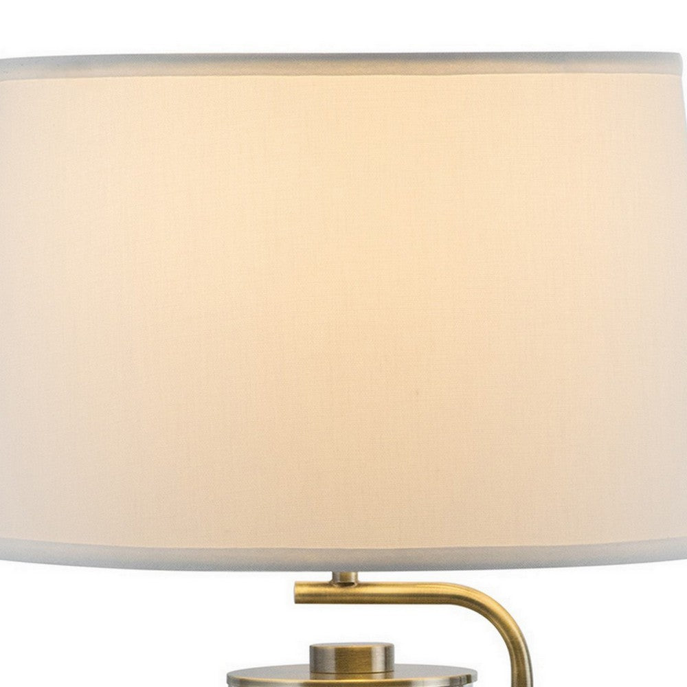 29 Inch Table Lamp with LED Night Light Stand, Glass, Antique Brass - BM308959 - Image 6