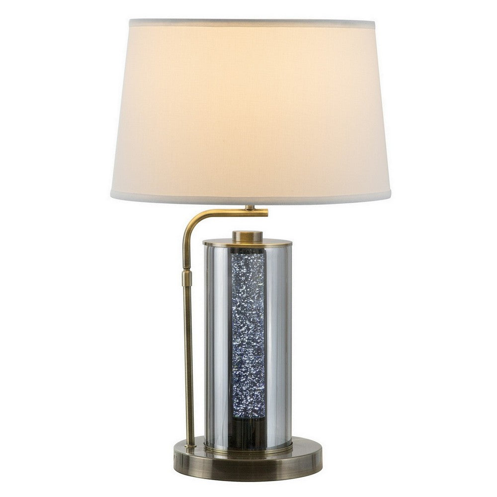 29 Inch Table Lamp with LED Night Light Stand, Glass, Antique Brass - BM308959 - Image 4
