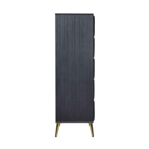 Alternative view of Moko 51 Inch Tall Dresser, 5 Soft Upholstered Drawers, Black, Gold - BM309529