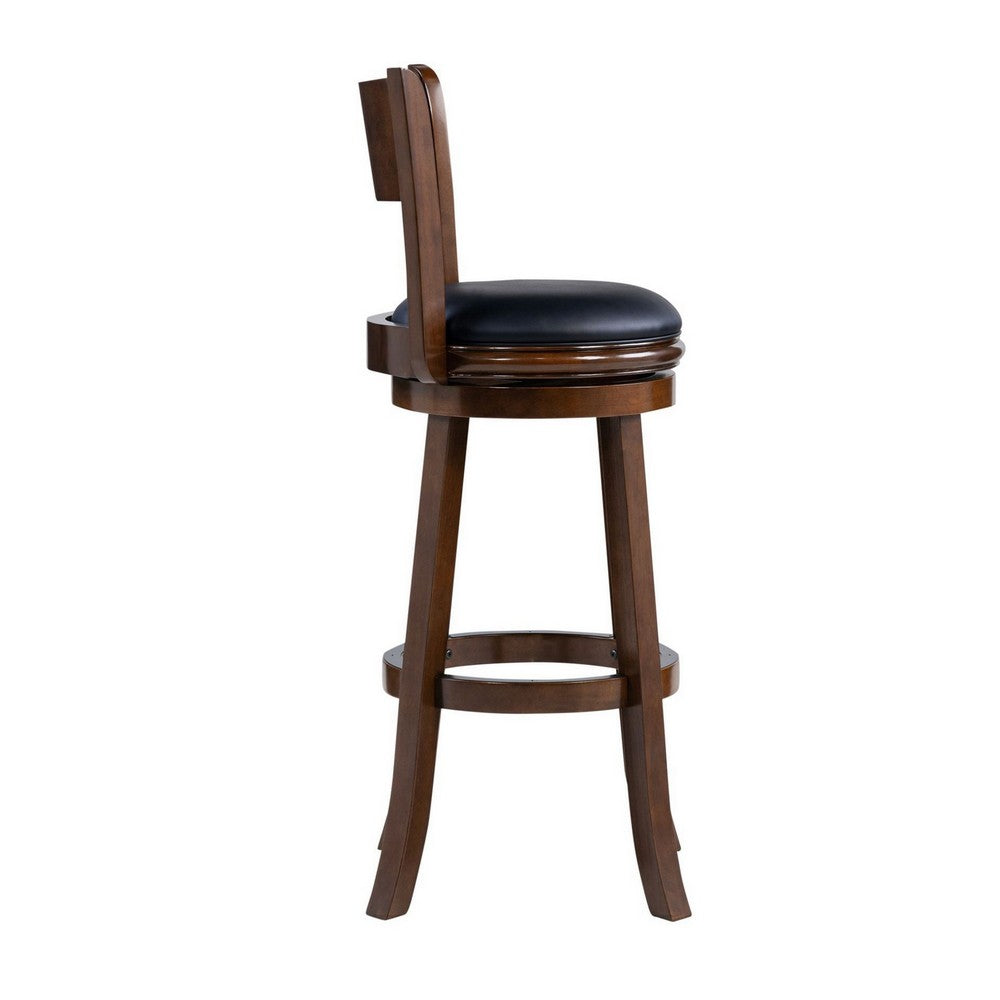 Milo Swivel Barstool Chair, Black Faux Leather, 34 Inch Extra Tall -BM324184 - Image 3