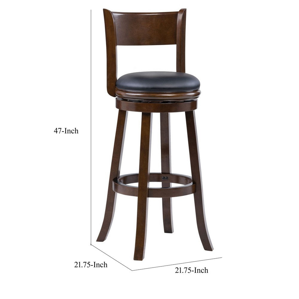 Milo Swivel Barstool Chair, Black Faux Leather, 34 Inch Extra Tall -BM324184 - Image 5
