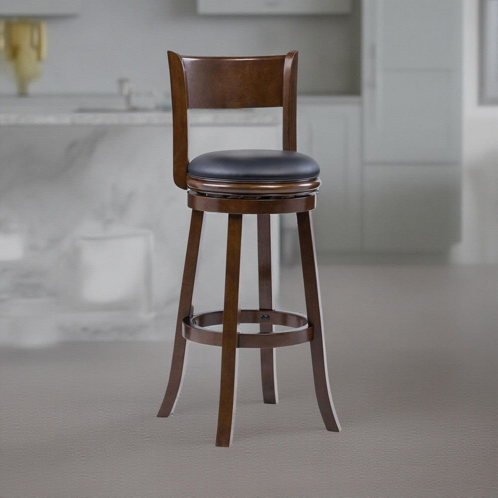 Milo Swivel Barstool Chair, Black Faux Leather, 34 Inch Extra Tall -BM324184 - Image 6