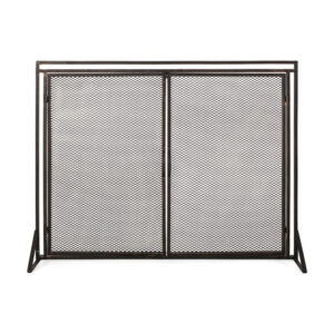 Alternative view of 31x40 Fireplace Screen, 2 Door Diamond Mesh Design, Black Bronze Iron -BM325082