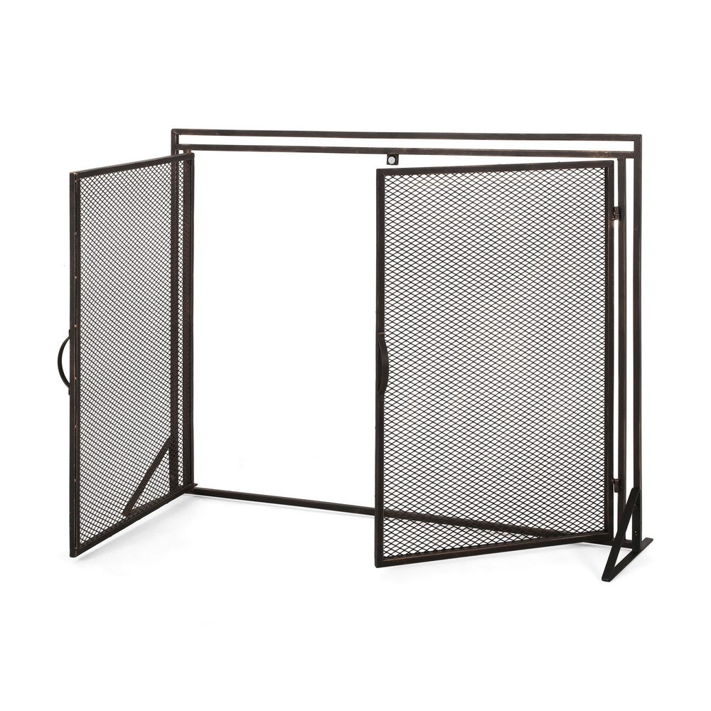 31x40 Fireplace Screen, 2 Door Diamond Mesh Design, Black Bronze Iron -BM325082 - Image 5