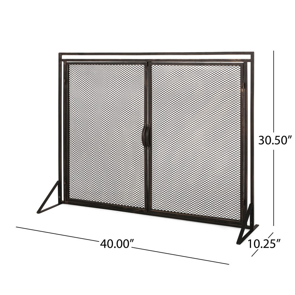 31x40 Fireplace Screen, 2 Door Diamond Mesh Design, Black Bronze Iron -BM325082 - Image 3