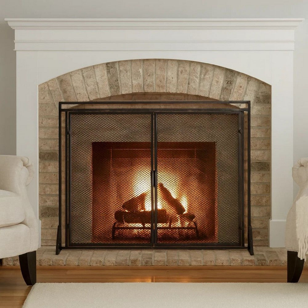 31x40 Fireplace Screen, 2 Door Diamond Mesh Design, Black Bronze Iron -BM325082 - Image 6