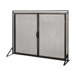 31x40 Fireplace Screen, 2 Door Diamond Mesh Design, Black Bronze Iron -BM325082