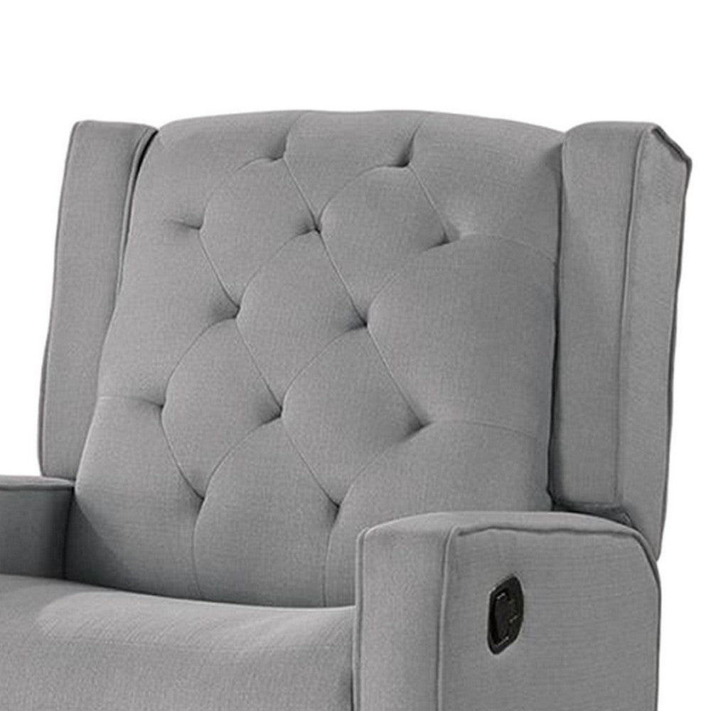 Manie Swivel Glider Manual Recliner, Solid Wood, Classic Gray Burlap -BM326058 - Image 3