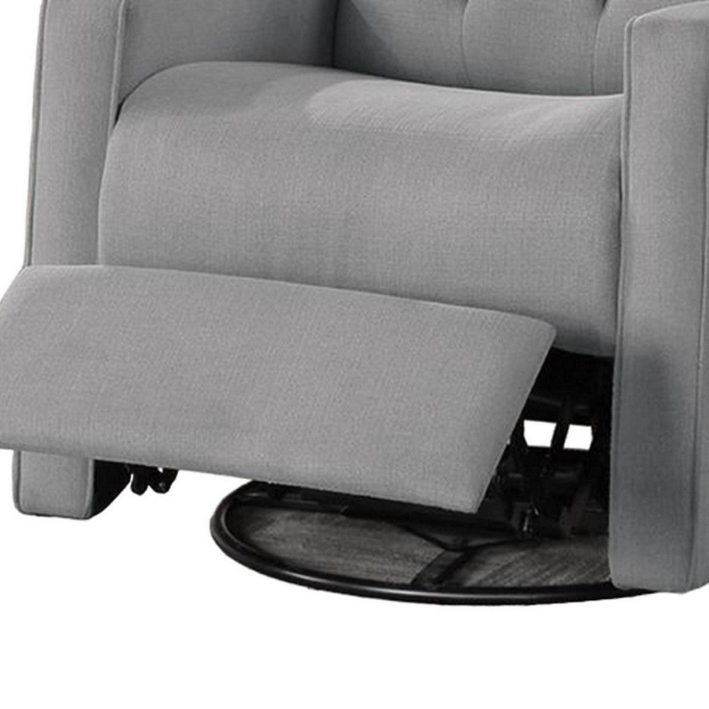Manie Swivel Glider Manual Recliner, Solid Wood, Classic Gray Burlap -BM326058 - Image 4