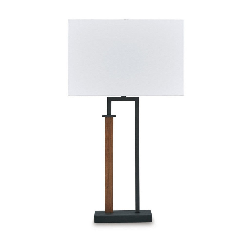 Table Lamp Set of 2, Curved Wired Bronze Base, White Fabric Shade -BM327802 - Image 4