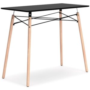 Laara Home Office Desk, Black, Brown Wood, Metal Leg Braces, 36 Inch -BM328147