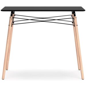 Alternative view of Laara Home Office Desk, Black, Brown Wood, Metal Leg Braces, 36 Inch -BM328147