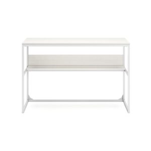 Alternative view of Deni Home Office Desk, 1 Shelf, White Wood, Metal Frame, 47 Inch -BM328150