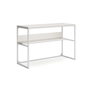 Deni Home Office Desk, 1 Shelf, White Wood, Metal Frame, 47 Inch -BM328150