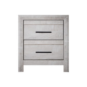 Alternative view of Bisca Nightstand, 2 Drawers, Black Handles, Light Gray Wood, 27 Inch -BM329822