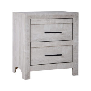 Bisca Nightstand, 2 Drawers, Black Handles, Light Gray Wood, 27 Inch -BM329822