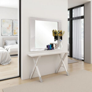 Gely Dresser Mirror, 46 Inch Glossy White Lacquer, Solid Wood Frame -BM332571