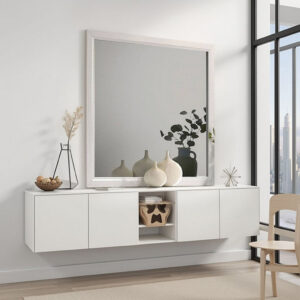 Erica Dresser Vanity Mirror, 39 Inch Modern Style White Wood Frame -BM332624