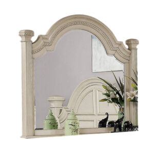 Alternative view of Pamy Dresser Mirror, Reeded Posts, 49 Inch Antique White Bell Frame -BM332632