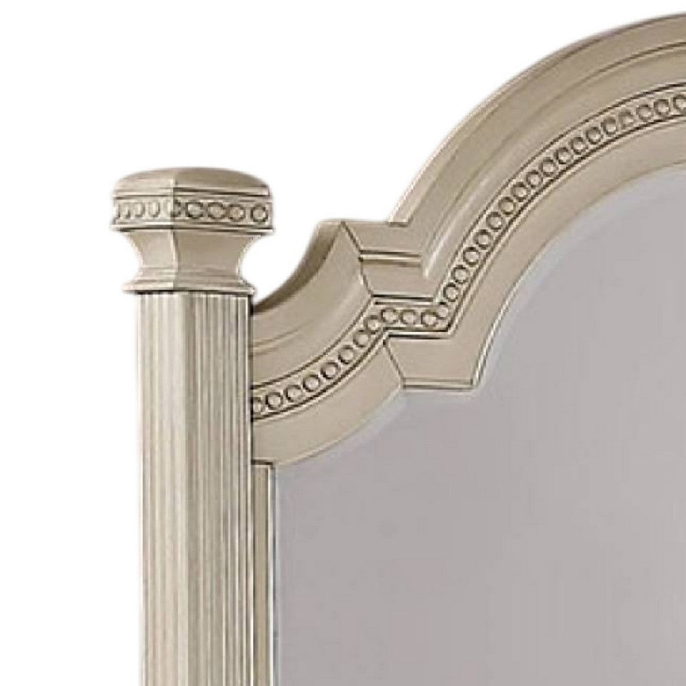 Pamy Dresser Mirror, Reeded Posts, 49 Inch Antique White Bell Frame -BM332632 - Image 4