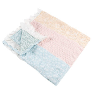 Alternative view of Tisy 50x60 Ruffle Throw Blanket, Cotton, Polyester, Pastel Stripes -BM333420