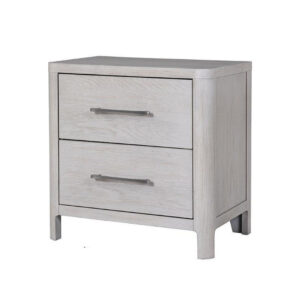 Reham Nightstand, 2 Drawers, USB A-C, White Wash Brown Wood, 27 Inch -BM333829