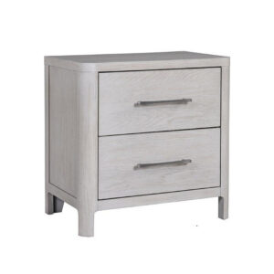 Alternative view of Reham Nightstand, 2 Drawers, USB A-C, White Wash Brown Wood, 27 Inch -BM333829