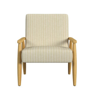 Alternative view of Accent Armchair, Beige and White Stripe Pattern Fabric, Solid Wood -BM334081