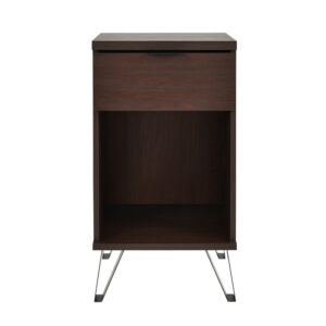 Alternative view of Livy Nightstand, 1 Drawer, Black Iron Legs, Walnut Brown, 27 Inch -BM335409