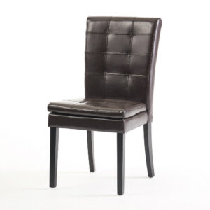 Alternative view of Brenda Dining Chair Set of 2, Chocolate Brown Tufted Faux Leather -BM335449