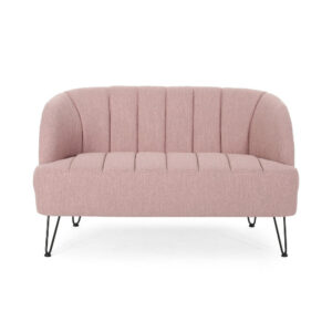 Alternative view of Buno Loveseat, Blush Pink Tufted Polyester, Metal Hairpin Legs 50 Inch -BM335450