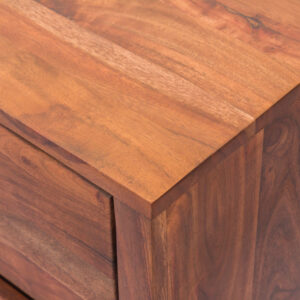 Alternative view of Modern Acacia Wood Dresser or Display Unit With Metal Base, Walnut Brown and Black - UPT-182996