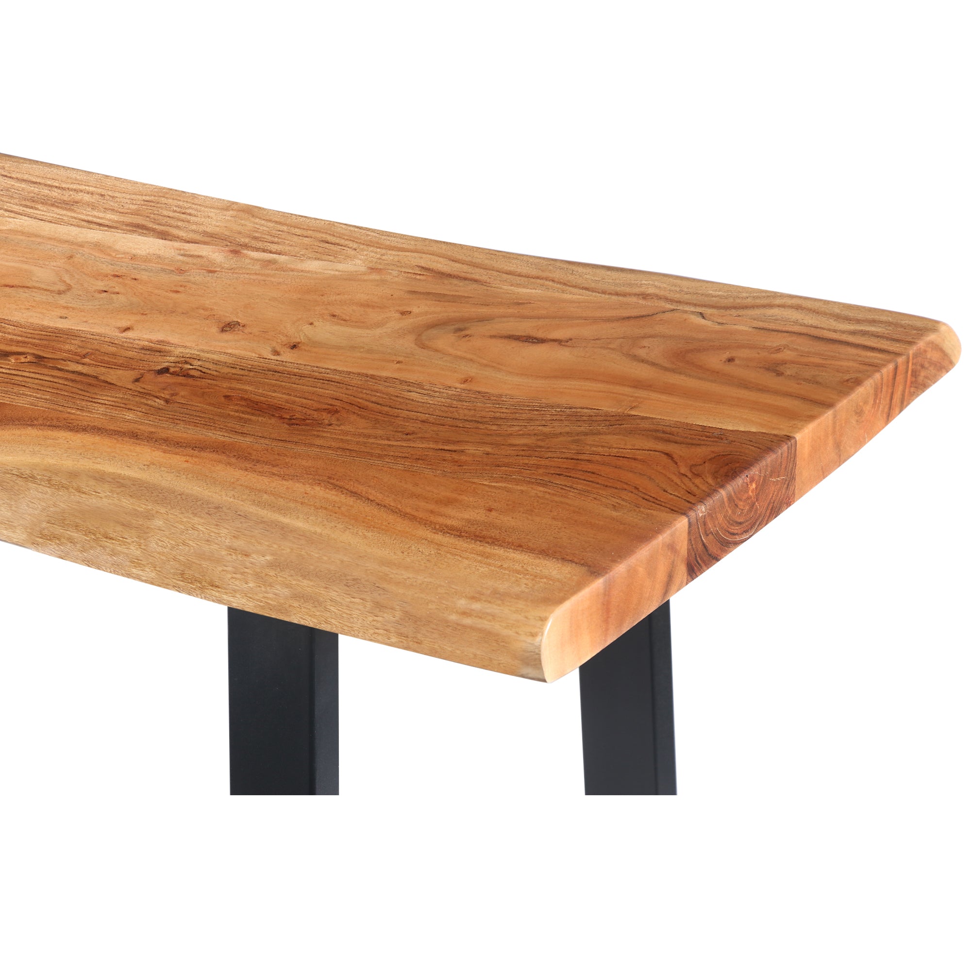 Industrial Wooden Live Edge Desk with Metal Sled Leg Support, Brown and Black,By The Urban Port - UPT-195122 - Image 5