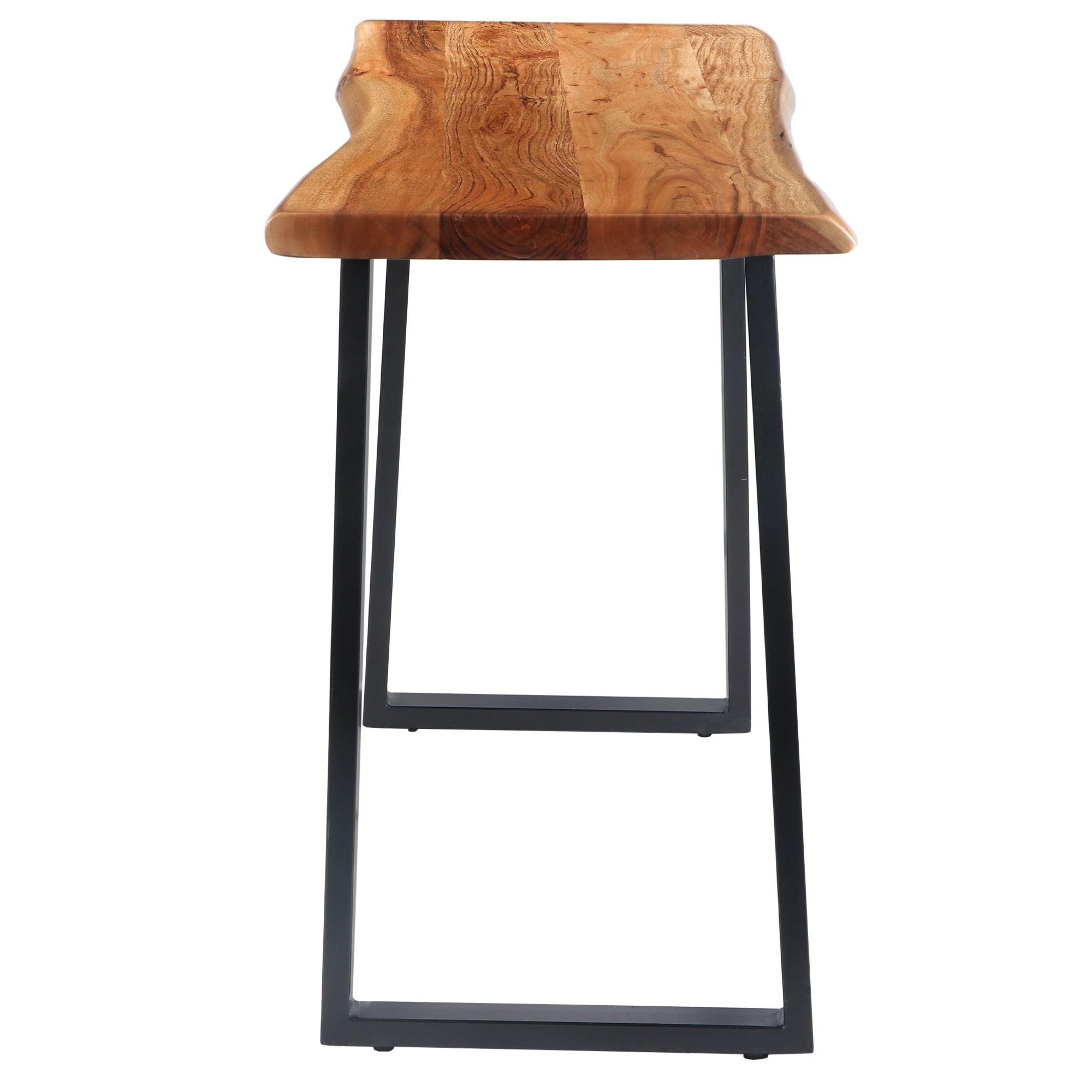 Industrial Wooden Live Edge Desk with Metal Sled Leg Support, Brown and Black,By The Urban Port - UPT-195122 - Image 3