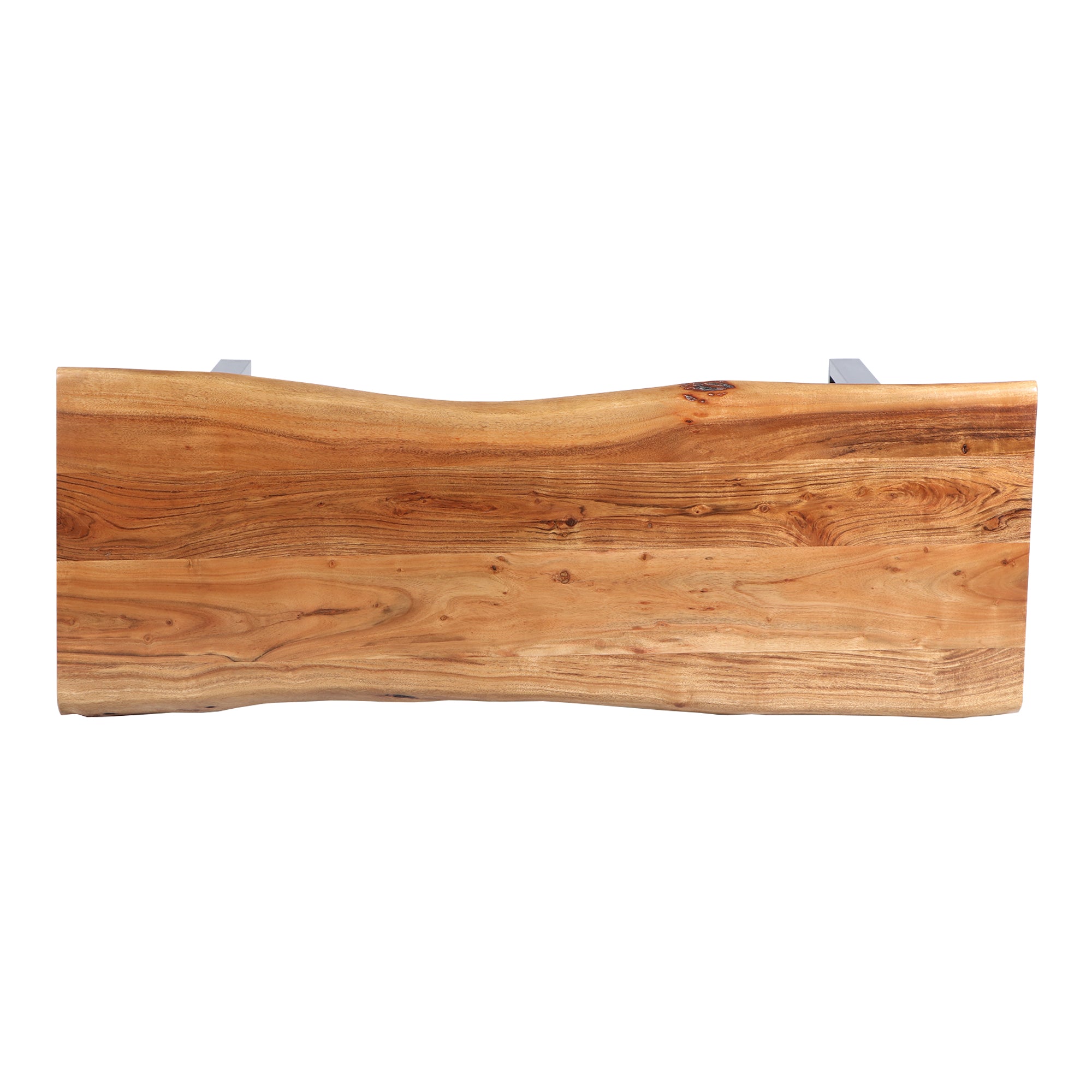 Industrial Wooden Live Edge Desk with Metal Sled Leg Support, Brown and Black,By The Urban Port - UPT-195122 - Image 4